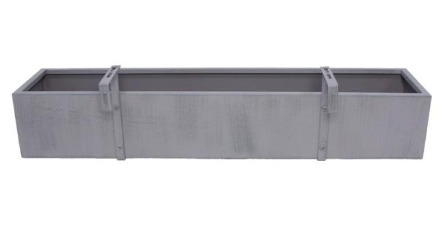 Balkon Blumenkasten "Grau" aus Metall, Pflanzkasten 90 cm lang, Balkonkasten mit integriertem Wasserablauf, Pflanzgefäß für Drinnen & Draußen