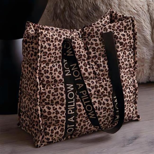 Preview: Tasche "Leo" wattiert, Shopper, Einkaufstasche Leopardenmuster, Schultertasche, Tragetasche, Leopard Handtasche, Strandtasche