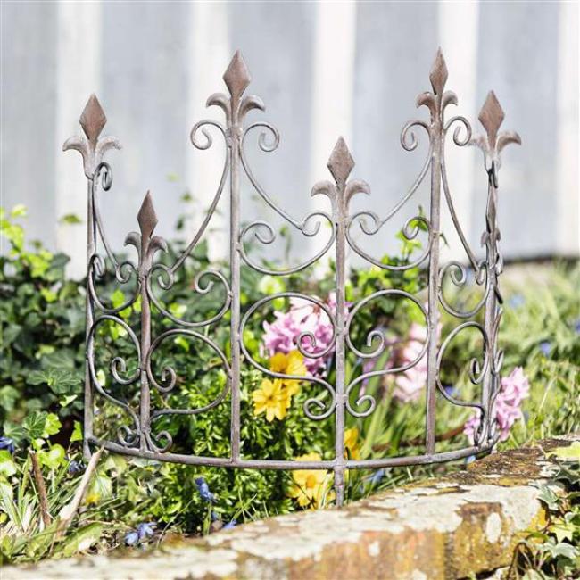 Preview: Pflanzenstütze "Schwertlilie"  Rankhilfe halbrund, Pflanzenhalter aus Metall, grau, 45x19 cm, Strauchstütze