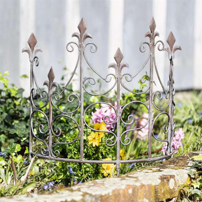 Pflanzenstütze "Schwertlilie"  Rankhilfe halbrund, Pflanzenhalter aus Metall, grau, 45x19 cm, Strauchstütze