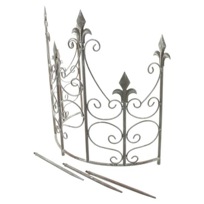 Pflanzenstütze "Schwertlilie"  Rankhilfe halbrund, Pflanzenhalter aus Metall, grau, 45x19 cm, Strauchstütze