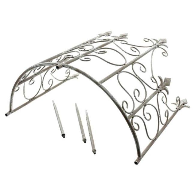 Pflanzenstütze "Schwertlilie"  Rankhilfe halbrund, Pflanzenhalter aus Metall, grau, 45x19 cm, Strauchstütze