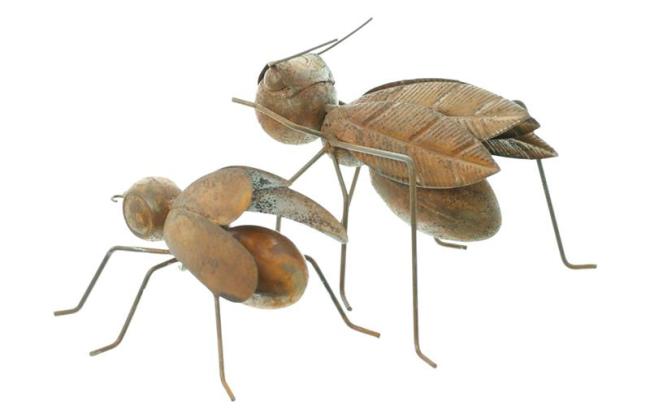 2x Gartenfigur "Insekten" aus Metall mit Rost Finish, Outdoor Gartendeko für Draußen wetterfest, Rostdeko