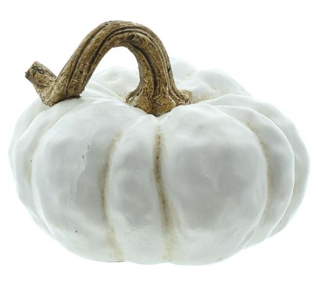 3x Kürbis "White" aus Polyresin in weiß, kleine Kürbisse, Zierkürbis, Dekokürbis, Tischdeko