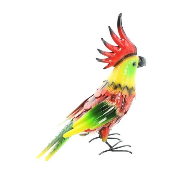 Dekovogel "Kakadu" aus Metall, bunt, witzige Dekofigur, Vogel 30 cm hoch, Sommer Deko für Innen, Vogeldeko, Vogelfigur