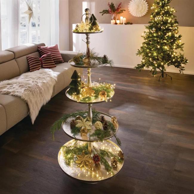 Etagere "XXL" Aluminiumguss silber, 5 Etagen, 147 cm hoch, Tortenständer, Deko Regal, Dekoständer, Obstetagere