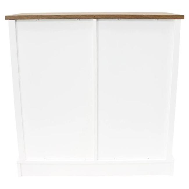 Sideboard "Landhaus" MDF weiß / Furnier braun, 80x35x81 cm, Kommode mit Schiebetür, Küchenschrank