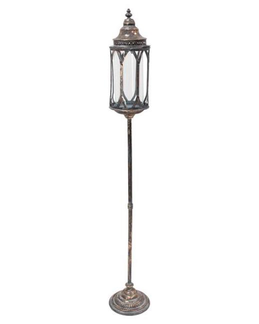 Gartenlaterne "Vintage" aus Metall in kupfer / grau, XXL Outdoor Laterne, Standlaterne 141 cm hoch, Kerzenständer