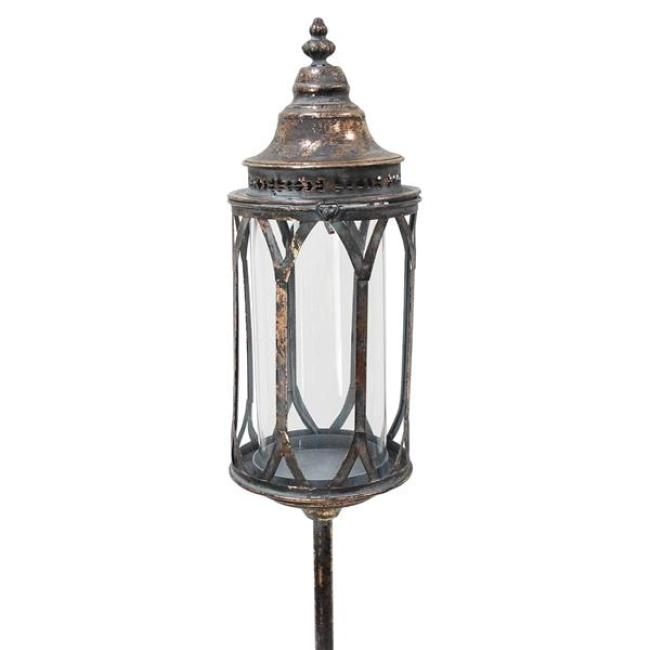 Gartenlaterne "Vintage" aus Metall in kupfer / grau, XXL Outdoor Laterne, Standlaterne 141 cm hoch, Kerzenständer