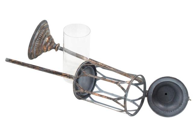 Gartenlaterne "Vintage" aus Metall in kupfer / grau, XXL Outdoor Laterne, Standlaterne 141 cm hoch, Kerzenständer