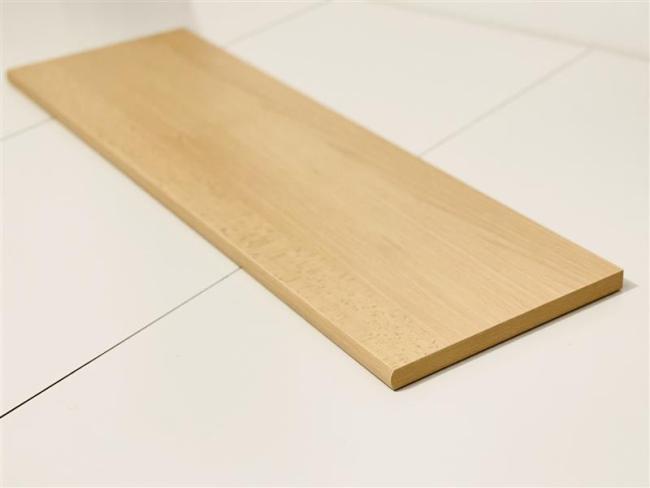 Preview: Wandregal Set "Enna" Holz Regalboden buche 80x25 cm + 2 Wandclips in silber