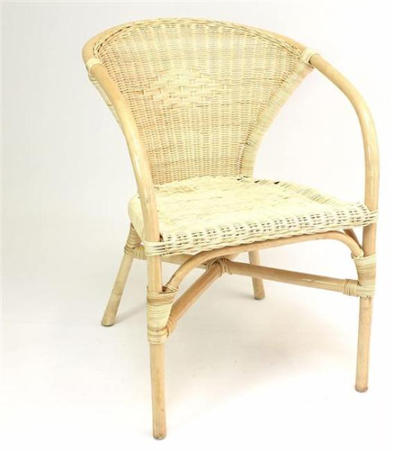Preview: Rattanstuhl "Natur" lackiert, mit Armlehnen, handgefertigt, Korbstuhl, Bistrostuhl, Rattansessel