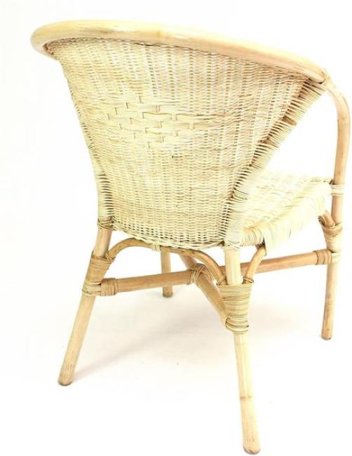 Rattanstuhl "Natur" lackiert, mit Armlehnen, handgefertigt, Korbstuhl, Bistrostuhl, Rattansessel