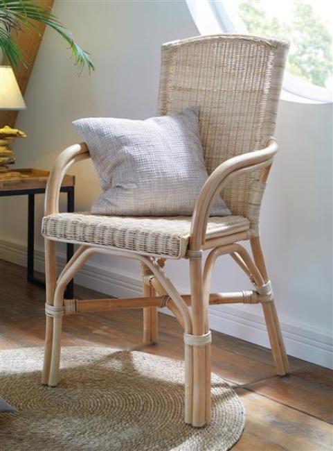 Preview: Rattanstuhl, natur lackiert, Komfort Sitzhöhe 49 cm, Korbstuhl
