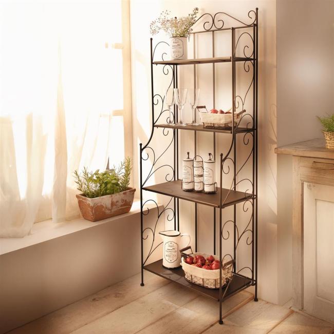 Regal "Toskana" aus Metall, braun, klappbar, 60x30x155 cm, Metallregal für Küche, Wohnzimmer, Pflanzen, Bücherregal im Antik Design, Standregal