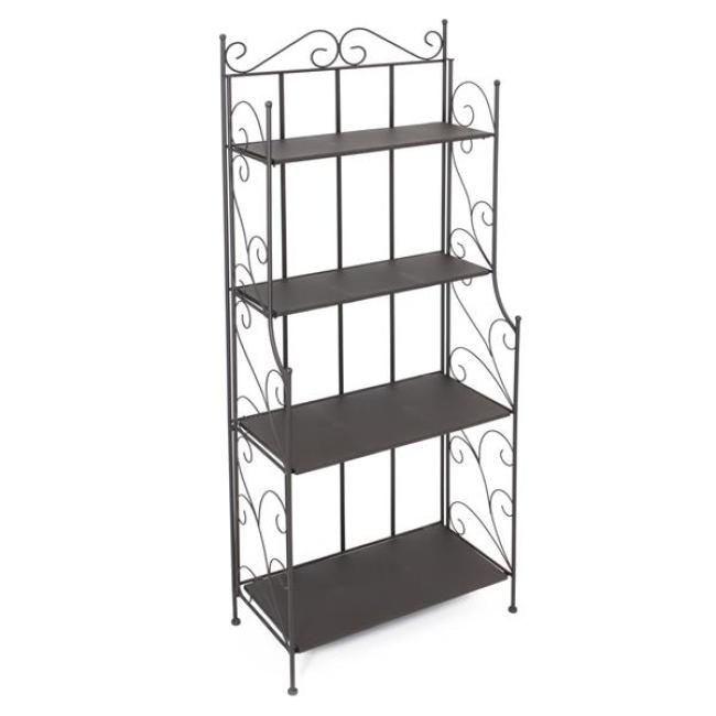 Preview: Regal "Toskana" aus Metall, braun, klappbar, 60x30x155 cm, Metallregal für Küche, Wohnzimmer, Pflanzen, Bücherregal im Antik Design, Standregal