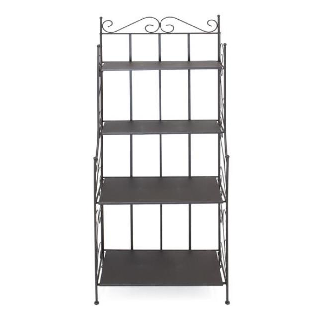 Preview: Regal "Toskana" aus Metall, braun, klappbar, 60x30x155 cm, Metallregal für Küche, Wohnzimmer, Pflanzen, Bücherregal im Antik Design, Standregal
