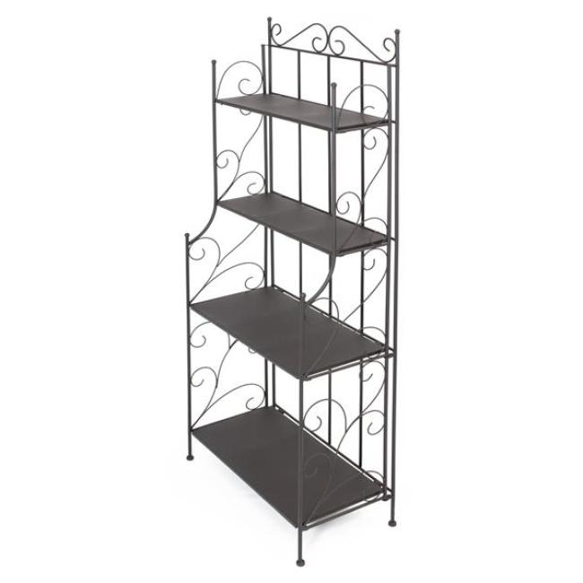 Regal "Toskana" aus Metall, braun, klappbar, 60x30x155 cm, Metallregal für Küche, Wohnzimmer, Pflanzen, Bücherregal im Antik Design, Standregal