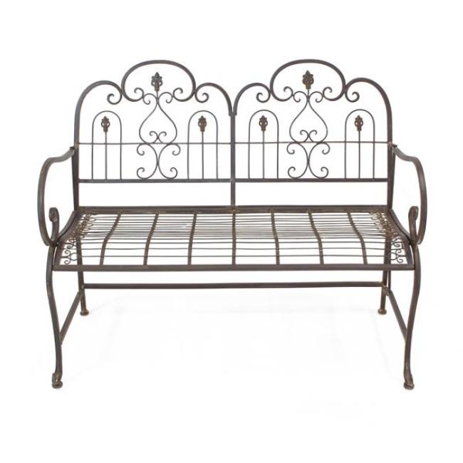 Sitzbank "Provence" aus Metall, braun im Antik Design, 2-sitzer Gartenbank wetterfest, Parkbank, Metallbank