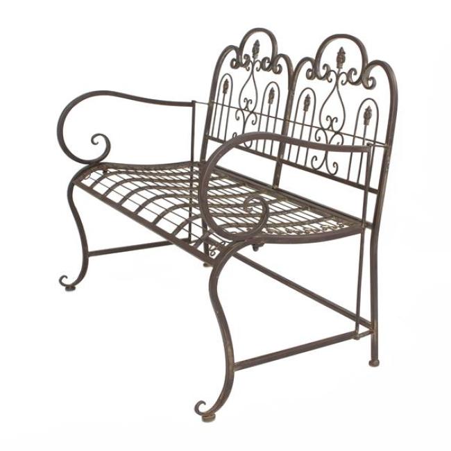 Sitzbank "Provence" aus Metall, braun im Antik Design, 2-sitzer Gartenbank wetterfest, Parkbank, Metallbank