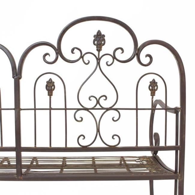 Sitzbank "Provence" aus Metall, braun im Antik Design, 2-sitzer Gartenbank wetterfest, Parkbank, Metallbank