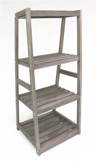 Leiterregal aus Holz im Antik Design, grau, Regal mit 4 Ebenen, Blumenregal, Standregal, Pflanzentreppe, offenes Bücherregal für Wohnzimmer, Küche, Terrasse