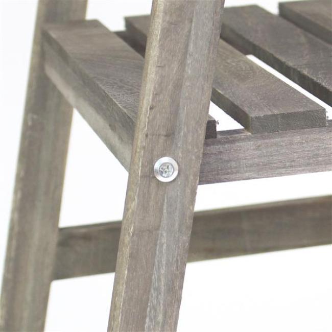 Leiterregal aus Holz im Antik Design, grau, Regal mit 4 Ebenen, Blumenregal, Standregal, Pflanzentreppe, offenes Bücherregal für Wohnzimmer, Küche, Terrasse