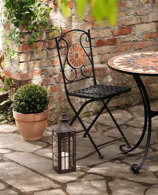 Preview: Metall Klappstuhl "Mosaik" im Antik Design, Gartenstuhl