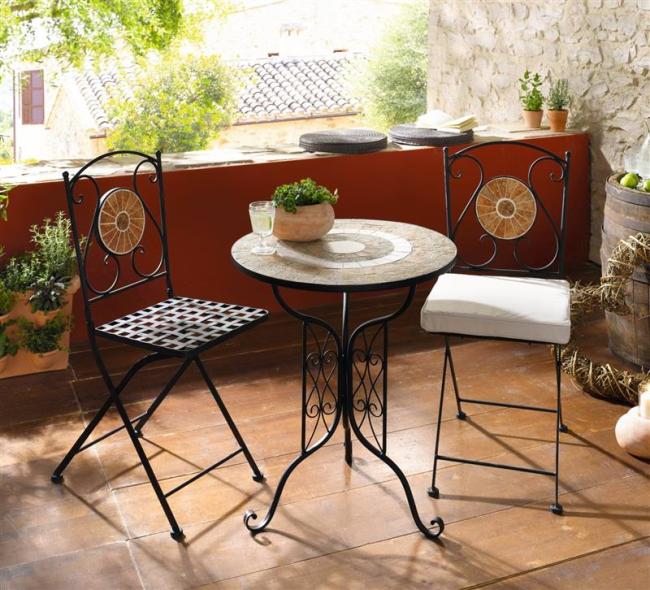 Preview: Metall Klappstuhl "Mosaik" im Antik Design, Gartenstuhl