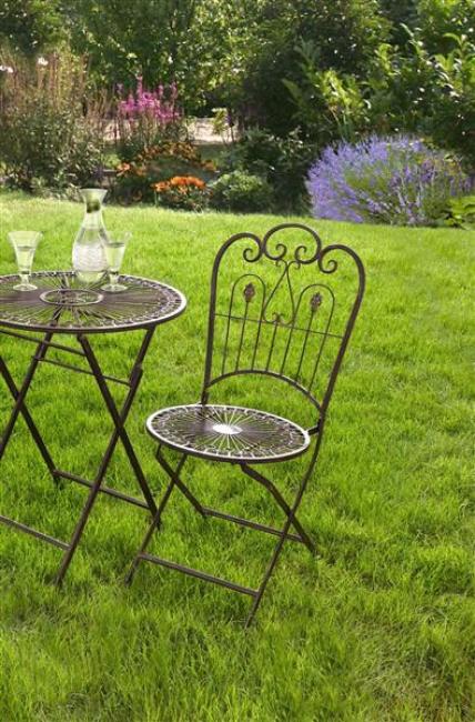 Preview: Metall Klappstuhl "Provence" im Antik Design, Gartenstuhl, Balkonstuhl