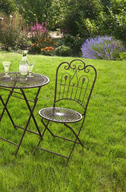 Metall Klappstuhl "Provence" im Antik Design, Gartenstuhl, Balkonstuhl