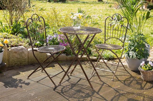 Preview: Metall Klappstuhl "Provence" im Antik Design, Gartenstuhl, Balkonstuhl