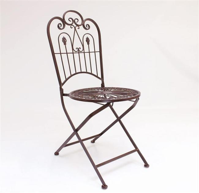 Preview: Metall Klappstuhl "Provence" im Antik Design, Gartenstuhl, Balkonstuhl