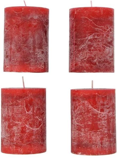 Preview: Duftkerze "Zimtapfel" 4er Set aus Echtwachs, Ø 6 x 10 cm, Stumpenkerzen, 38 Stunden Brenndauer