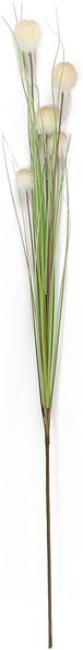 4er Set Dekobündel "Blütenkugel", 105 cm hoch, Kunstgras mit weißen Blüten, Gräserbündel, Ziergras