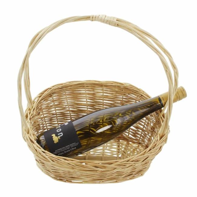 kleiner Bügelkorb aus Weide geflochten, weiß, Weidenkorb, Geschenkkorb, Dekokorb, Präsentkorb