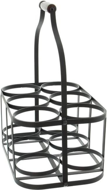Flaschenkorb "Metall" für 6 Flaschen im Antik Design, Flaschenträger, Getränketräger, Getränkekorb