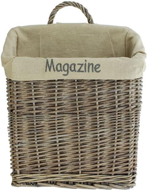 Zeitungskorb "Magazine" aus Weide geflochten, grau, Zeitschrifenkorb, Aufbewahrungskorb für Zeitschriften, Magazinkorb