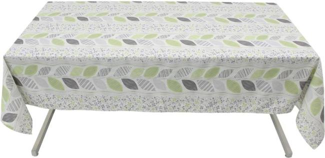 Preview: Gartentischdecke "Outdoor" 135x240 cm cremeweiß, mit Blattmuster, Tischdecke wetterfest & schmutzabweisend
