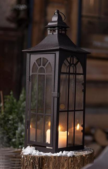 Preview: große Laterne aus Metall & Glas, 45 cm hoch, Gartenlaterne, Metalllaterne, Hängelaterne, Windlicht, Kerzenlaterne, Gartendeko für Draußen