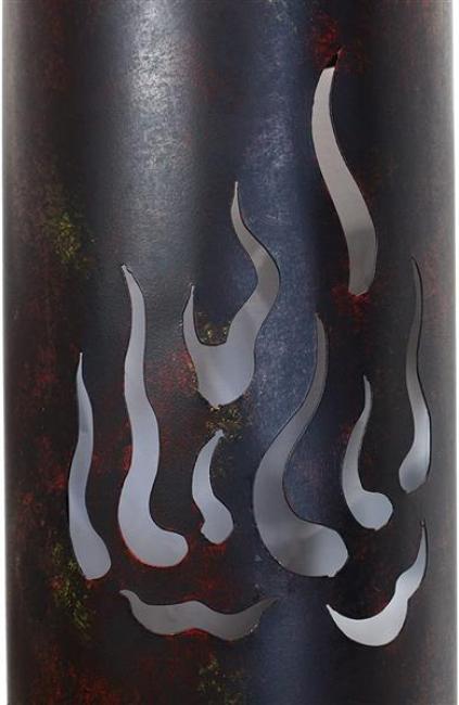 2x Windlichtsäule "Flammen" aus Metall in Antik Optik, 80 + 99 cm hoch, Outdoor Windlicht, Kerzenständer groß, Dekosäule mit Kerzenhalter, Gartendeko für Draußen