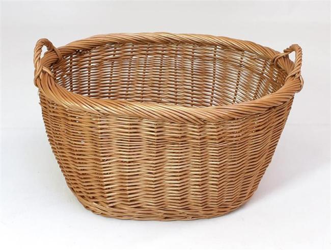 Preview: großer Weidenkorb mit Griffen, oval, 60x40x32 cm, Wäschekorb, Spielzeugkorb, Aufbewahrungskorb