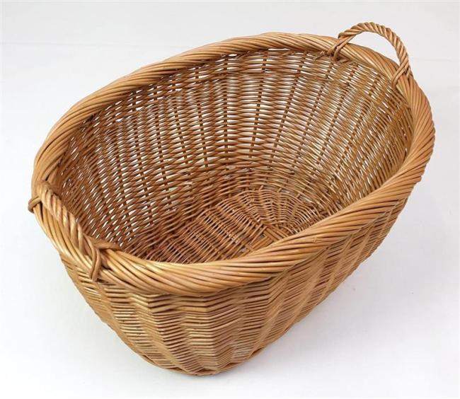großer Weidenkorb mit Griffen, oval, 60x40x32 cm, Wäschekorb, Spielzeugkorb, Aufbewahrungskorb