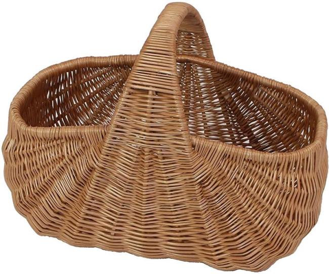 Preview: großer Einkaufskorb "Muschel" aus Weide, braun, 50x32 cm, robust & stabil, Tragekorb, Picknickkorb, Weidenkorb