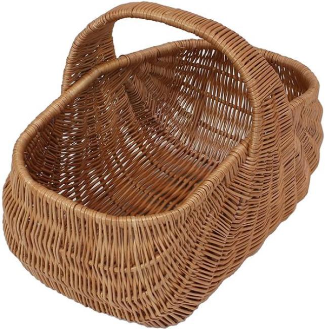 Preview: großer Einkaufskorb "Muschel" aus Weide, braun, 50x32 cm, robust & stabil, Tragekorb, Picknickkorb, Weidenkorb