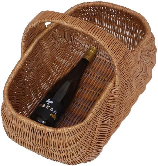 großer Einkaufskorb "Muschel" aus Weide, braun, 50x32 cm, robust & stabil, Tragekorb, Picknickkorb, Weidenkorb
