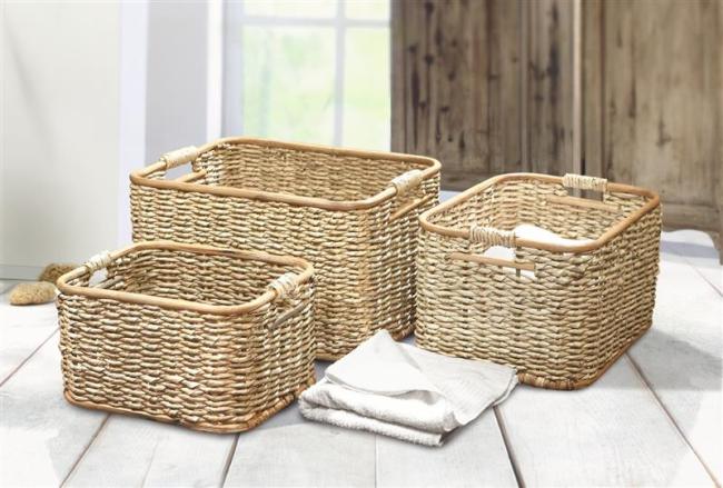 Aufbewahrungskorb aus Rattan 33x25x19 cm, Schrankkorb, Regalkorb, Flechtkorb