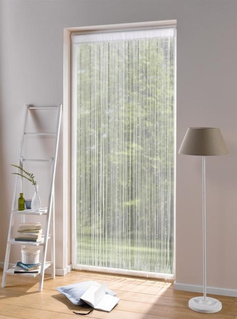 Fadenvorhang "Weiße Perlen" 90x205 cm, Balkontür Insektenschutz Vorhang, Türvorhang, Fliegenvorhang