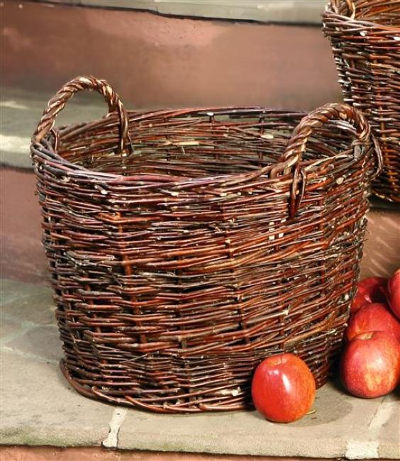 Preview: Füllkorb "Rustikal" groß, rund, Ø 38x27 cm, Weidenkorb, Obstkorb, Flechtkorb, Aufbewahrungskorb