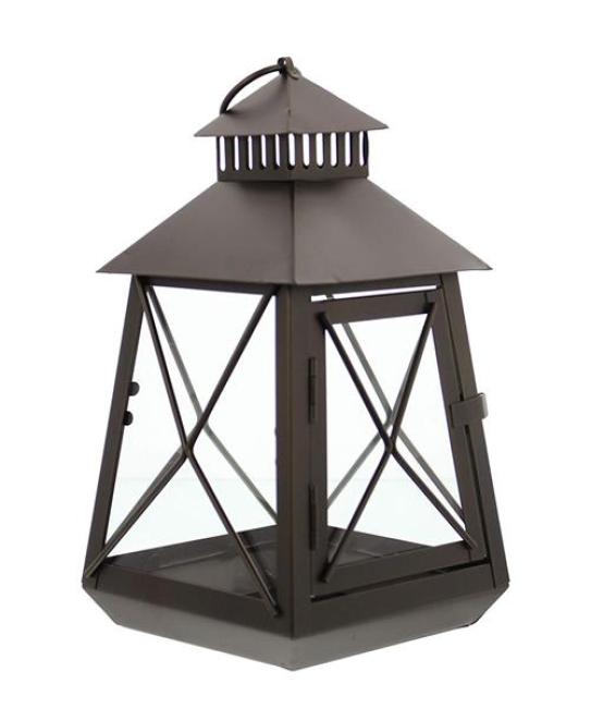 Preview: klassische Laterne aus Metall & Glas, 25 cm hoch, Gartenlaterne wetterfest, Hängelaterne, Windlicht, Kerzenlaterne, Balkon & Gartendeko
